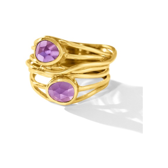 18k Precious Gemstone Amethyst Ruby Wire Wrap Ring - Picture 6 of 7